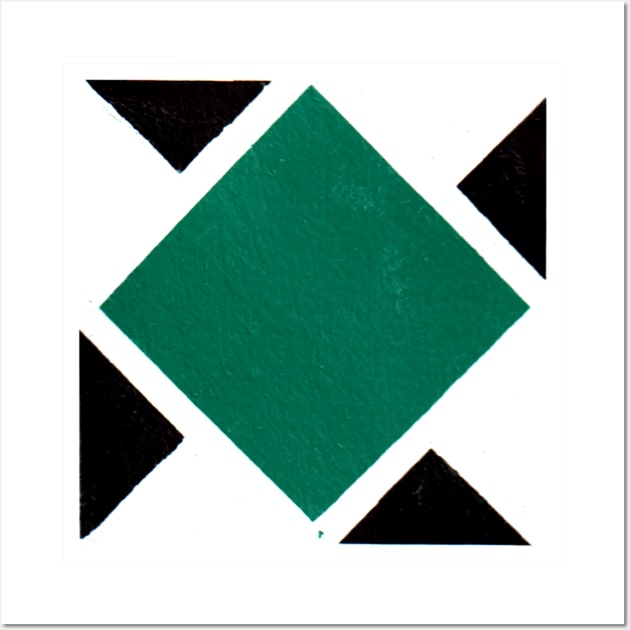 Inverted Green Black White Geometric Abstract Acrylic Painting Wall Art by abstractartalex